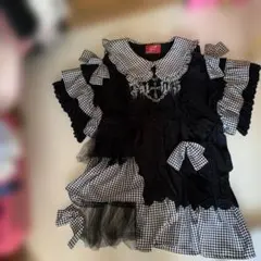 ブラックチェック フリルミニワンピース