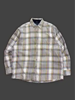 チェック柄 コットンシャツ　ネルシャツ　薄手　ビッグシャツ　ビッグサイズ