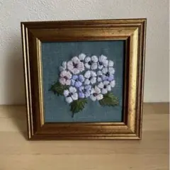 紫陽花　刺繍　額装 紫陽花᯽刺繍図案プレゼント 》 . 刺繍図案プレゼントnoteに