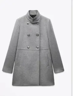 zara ZARA ウール ダブルブレストコート グレー