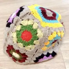 カラフルフラワー ニット帽 ビーニー 【未着用】