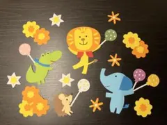 春壁面「カラフルな風船と動物たち」　保育壁面　幼稚園壁面　入園　進級
