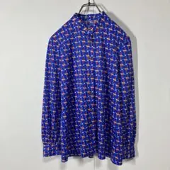 ヴィンテージ　アート　レトロボタン　バンドカラー　ニット　長袖シャツ　古着のサムネイル