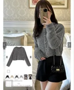GRL ラメシャギーニットショート丈カーディガン [an1634] チャコール