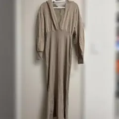 Cherimi フード付きベージュニットワンピース