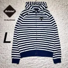 『F.C.Real Bristol』　パーカー　パイル　ボーダー　紺× 白　L