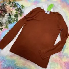 AZUL キャメルブラウン　V襟ニットセーター　未使用タグ付き　Mサイズ