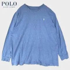 ポロラルフローレン 長袖 Tシャツ ロンT 刺繍ロゴ ゆるだぼ ポニー 杢ブルーのサムネイル