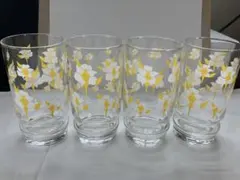 グラス　花柄　昭和レトロ　4個セット　a
