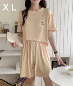 新品 ルームウェア セットアップ XL パジャマ 部屋着 半袖 短パン イエロー