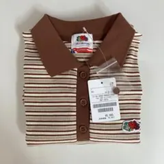 FRUIT OF THE LOOM 長袖ポロシャツ ブラウンストライプ