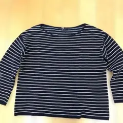 UNIQLO ネイビー/ホワイトストライプ 長袖 Tシャツ S
