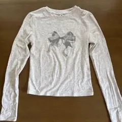 ★FESHORNIリボンプリント 長袖Tシャツ