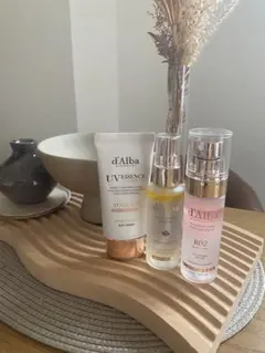 d'Alba①下地②ホワイトトリュフファーストスプレーセラムミスト③ヘアオイル
