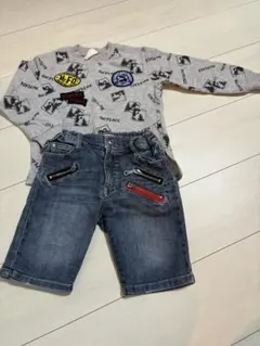 長袖　ハーフパンツ　2点セット　トレーナー　恐竜