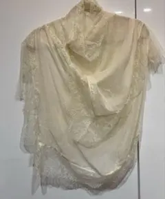 アイボリー シフォン レース 大判ストール ブライダルにも！
