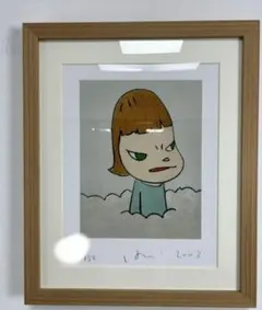 奈良美智　ダラス美術館ポスター　額装 ダラス美術館製作、奈良美智の1000枚限定オフセットリトグラフ