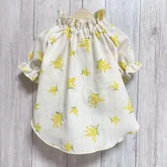 mihoko様専用です　ミモザ柄Ｗガーゼ生地　チュニックブラウス　犬服