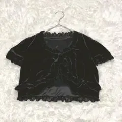 ベロアボレロ 半袖カーディガン フォーマル 結婚式 パーティー 光沢 E7913