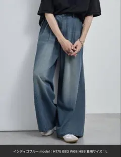 MONO-MAT ダークブルー ワイドパンツ M