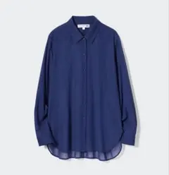 ユニクロ INES コットンシアーシャツ ブルー XL 綿100%のサムネイル