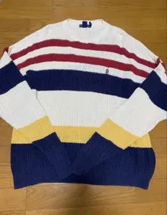 ヴィンテージ NAUTICA リネン混 マルチボーダー ニット セーター XLのサムネイル