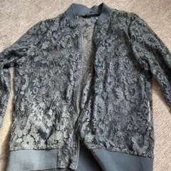 ZARA レース ジップアップジャケット ブルーグレー