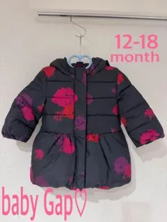 baby Gap 花柄ダウンジャケット 12-18ヶ月　オシャレ　ブラック　希少