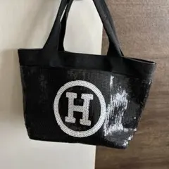 スパンコール Hロゴ トートバッグ ブルー - メルカリ