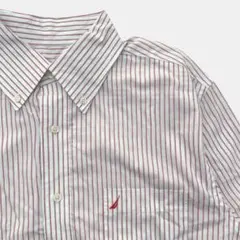 NAUTICA ボタンダウンシャツ 赤ストライプ　1-25