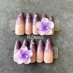 夏ネイル プルメリアネイル ギャルネイル ちゅるん ネイルチップ