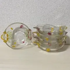 5個セット 昭和レトロ 曽我ガラス フルーツ皿 レトロポップ アンティーク 花