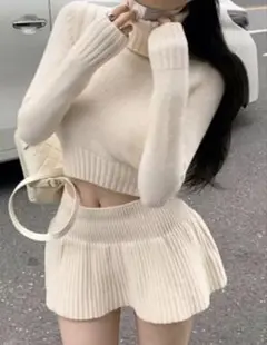 Dazy SHEIN タートルネック ニット スカート　ホワイト セット