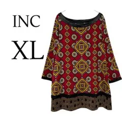 INC XLサイズ 幾何学模様 エスニック柄 五分袖 チュニック