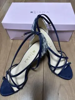 DIANA ネイビー レース サンダル 8cmヒール