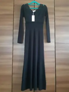 rienda ブラックニットロングワンピース