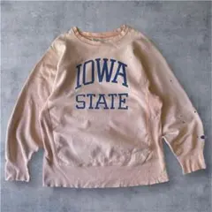 80s 希少色 リバースウィーブ トリコタグ ピンク IOWA クラッシュ ボロ