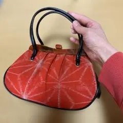赤いプリーツデザイン 和装用バッグ
