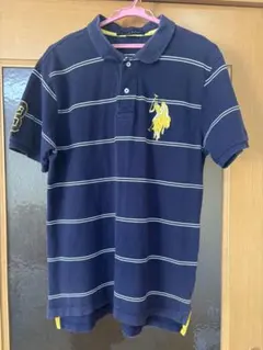 U.S. POLO ASSN. ネイビー ストライプ ポロシャツ M