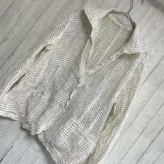 レスピーギ　ボーダー柄 シアー素材 長袖ジャケット　リネンシャツのサムネイル