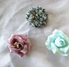 お花コサージュとヘアーアクセサリーの2wayブローチ☆３点セット