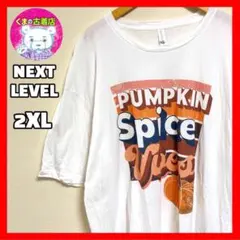 usa古着 NEXT LEVEL Tシャツ PUMPKIN ホワイト 2XL
