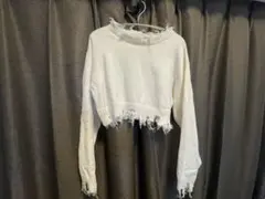 PAGEBOY ダメージ加工 クロップドニット ホワイトのサムネイル
