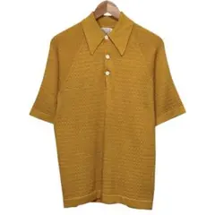 美品　70s DONEGAL ビンテージ半袖ニットポロシャツ　マスタード　Mのサムネイル
