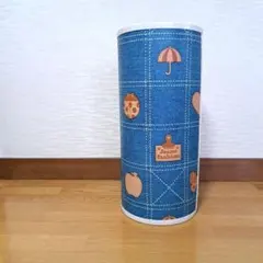 昭和レトロ　ファンシー　ロングダストボックス　ごみ箱　デニム柄　美品　匿名発送