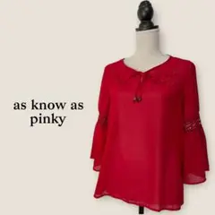 アズノゥアズピンキー/花刺繍 シフォンブラウス/フレア袖/リボン