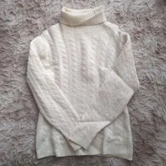 417 EDIFICE アイボリー タートルネック ニット M　カシミアブレンド