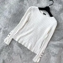 ⭐️INDIVI インディヴィ 袖ボタンリブニット 05 洗える XXS きれいめ