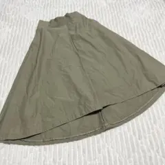 【a4046】ナノユニバース ロングナイロンフレアスカート S カーキ