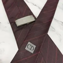 ChristianDior ネクタイ ストライプ バーガンディ ディオール